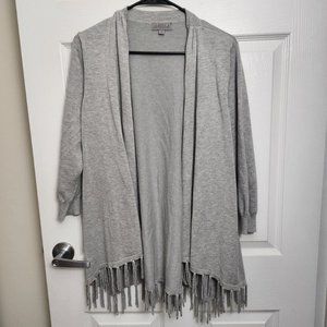 Soft Large Grey Cardigan with fringes on bottom